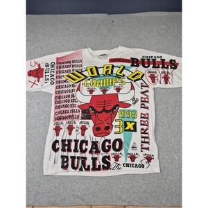 Vntg Chicago Bulls 1993 Champions Magic Johnson Ts T-shirt Size XL Single Stich
